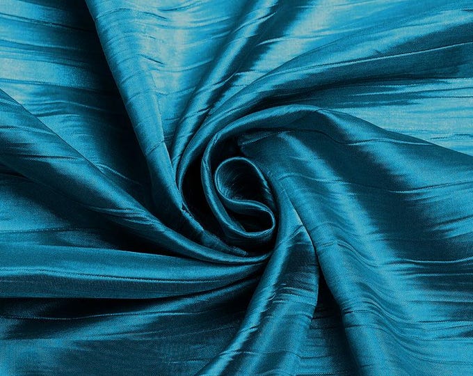 Teal Crushed Taffeta Fabric| 54" Wide| Tablecloth| Wedding Dresses| Decorative Apparel