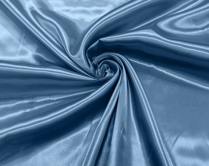 Coppen Blue Shiny Charmeuse Satin Fabric for Wedding Dress/Crafts Costumes/58” Wide /Silky Satin