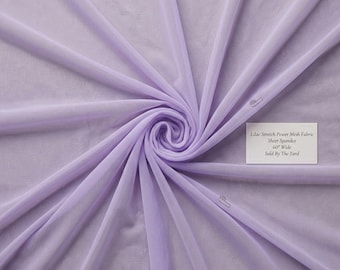 Lilac Power Mesh Fabric by the Yard Sheer 4 Way Stretch Nylon Spandex for Dress Lingerie Dancewear Activewear 60 Inch