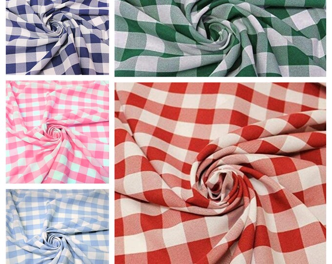 Gingham Checkered Fabric By The Yard/60" Wide 100% Polyester Poplin 1" Square