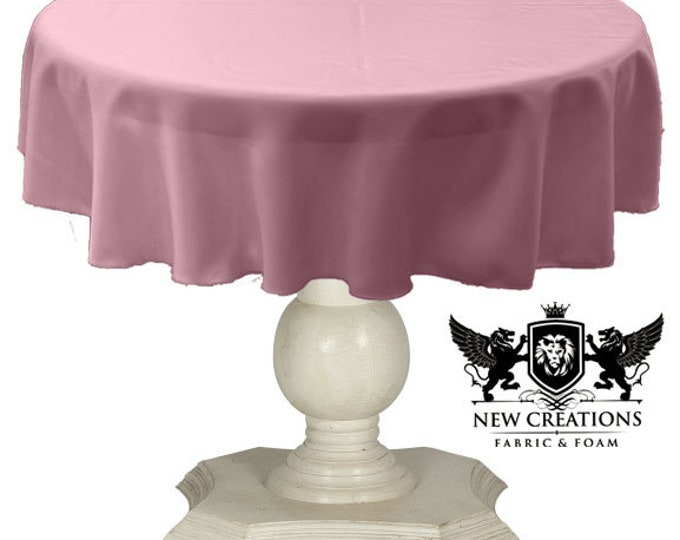 Dark Pink Tablecloth Solid Dull Bridal Satin Overlay for Small Coffee Table Seamless.