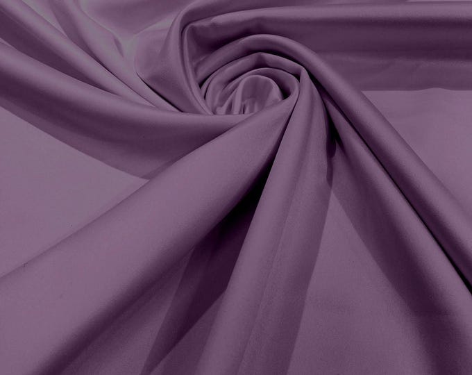 Dark Lilac Matte Stretch Lamour Satin Fabric| 58" Wide| Apparel| Bridesmaid Dresses.