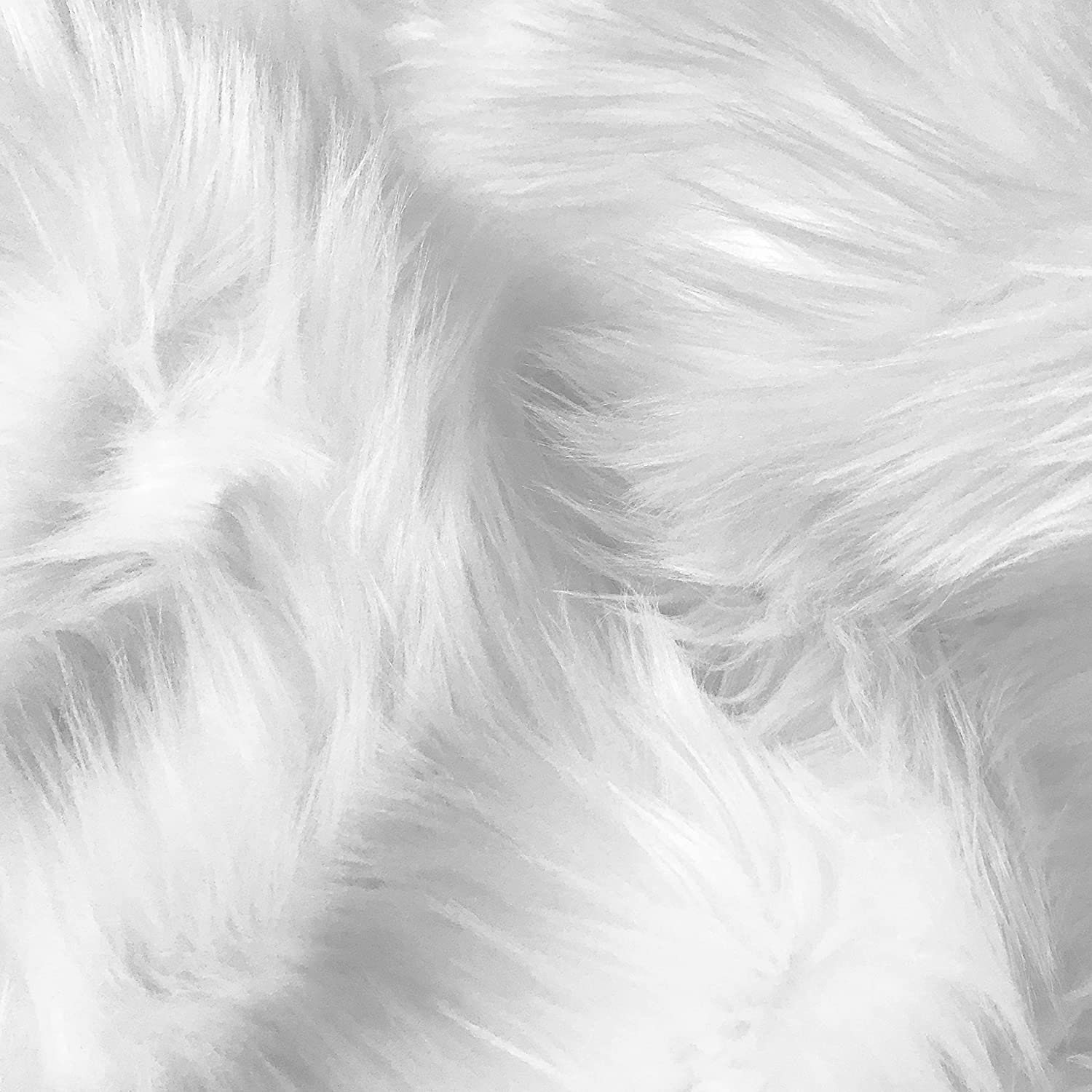 Shaggy Faux Fur Fabric by the Yard White