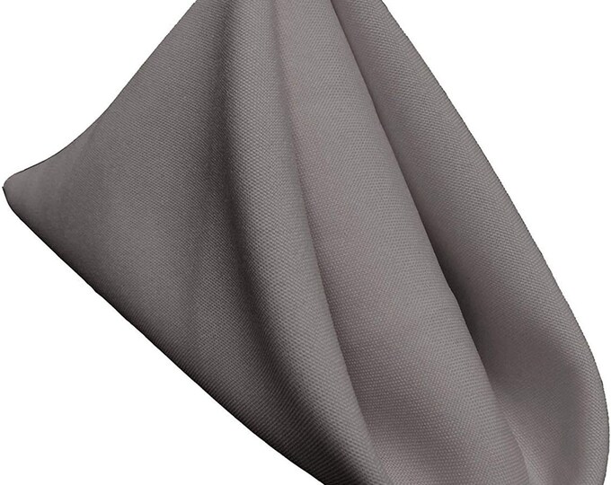 18 x 18 Inches Polyester Poplin Decorative Table Napkins, Party Supply - Pack of 12 - Grey