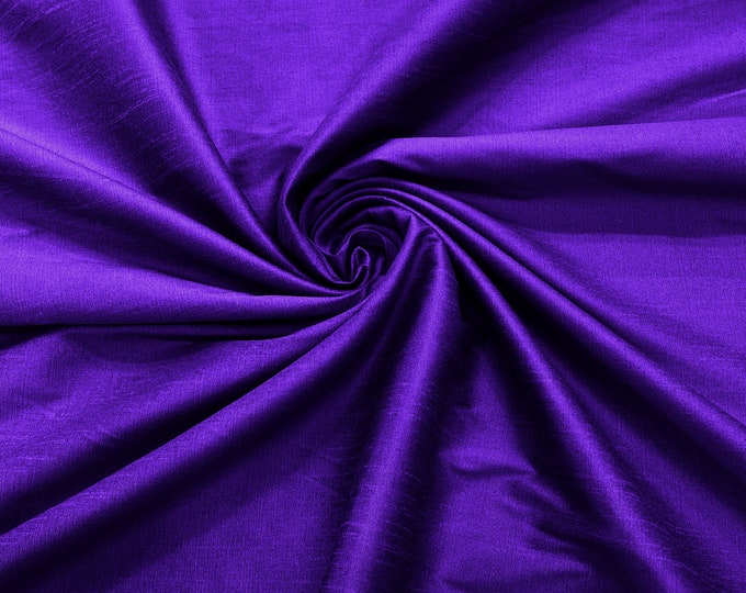 Purple Polyester Dupioni Faux Silk Fabric | 55" Wide Wedding, Home Decor.