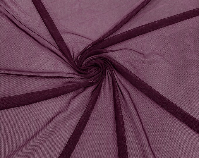 Eggplant 58/60" Wide Solid Stretch Power Mesh Fabric Nylon Spandex Sold By The Yard.