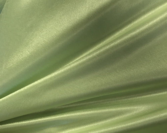 Dark Lime Crepe Back Satin Bridal Fabric Draper-Prom-wedding-nightgown- Soft 58"-60" Inches Sold by The Yard.