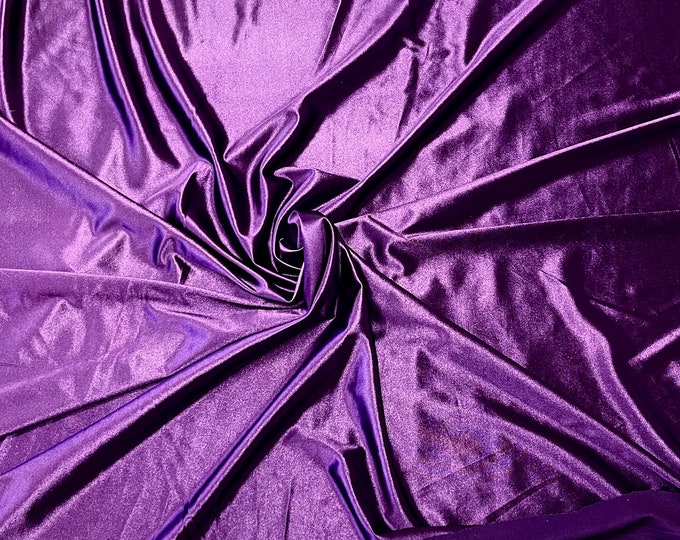 Plum Deluxe Shiny Polyester Spandex Fabric Stretch 58" Wide Sold by The Yard.