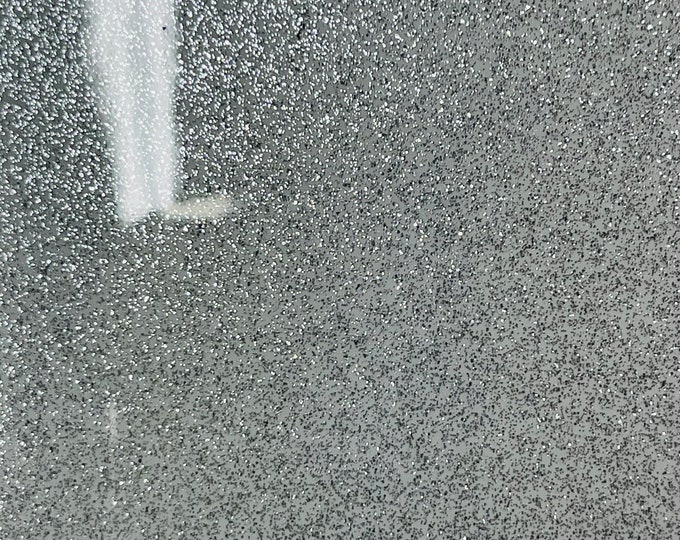 Gray 53/54" Wide Shiny Sparkle Glitter Vinyl, Faux Leather PVC-Upholstery Craft Fabric Sold by The Yard.