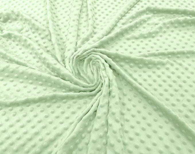 Sage Green Polka Dot Minky Fabric By The Yard | Super Soft Minkee Fabric | 58’’ Wide | 2 Way Stretch Polka Dot Minky Fabric.
