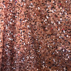 Champagne stretch velvet with luxury sequins all over 5mm shining sequins 2-way stretch, sold by the yard.