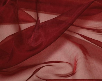 Burgundy 58/60" Wide 100% Polyester Soft Light Weight, Sheer, See Through Crystal Organza Fabric Sold By The Yard.