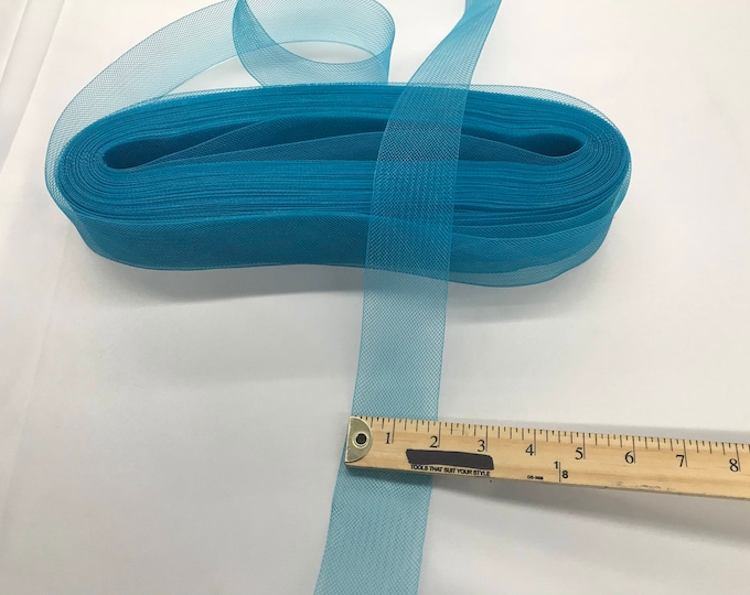 10 yards- 2 inch turquoise crinoline horsehair braid trim-wedding-bridal-crafts-decorations-fashion-apparel-sold by the yard.