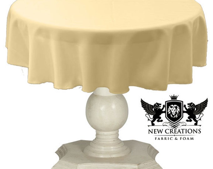 Banana Yellow Round Tablecloth Solid Dull Bridal Satin Overlay for Small Coffee Table Seamless.