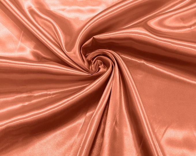 Dark Coral Shiny Charmeuse Satin Fabric for Wedding Dress/Crafts Costumes/58” Wide /Silky Satin