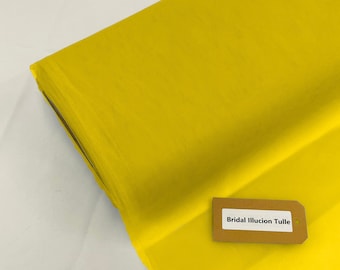 Yellow - Bridal Illusion Tulle 108"Wide X 50 Yards Polyester Premium Tulle Fabric Bolt, By The Roll.