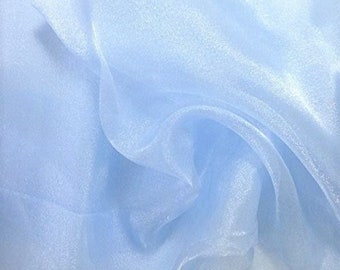 Baby Blue 58/60" Wide 100% Polyester Soft Light Weight, Sheer, See Through Crystal Organza Fabric Sold By The Yard.