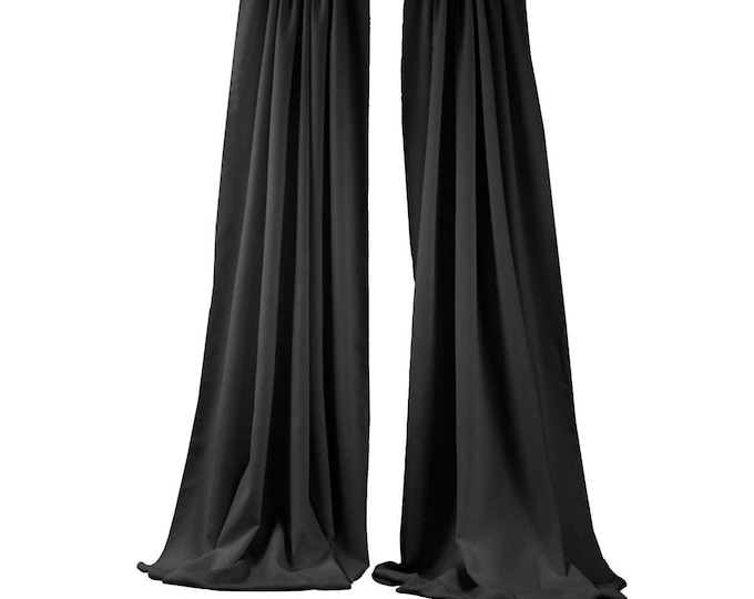 Black 2 Panels Backdrop Drape, All Sizes Available in Polyester Poplin, Party Supplies Curtains.