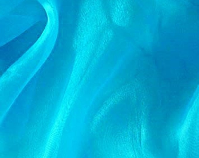 Turquoise 58/60" Wide 100% Polyester Soft Light Weight, Sheer, See Through Crystal Organza Fabric Sold By The Yard.