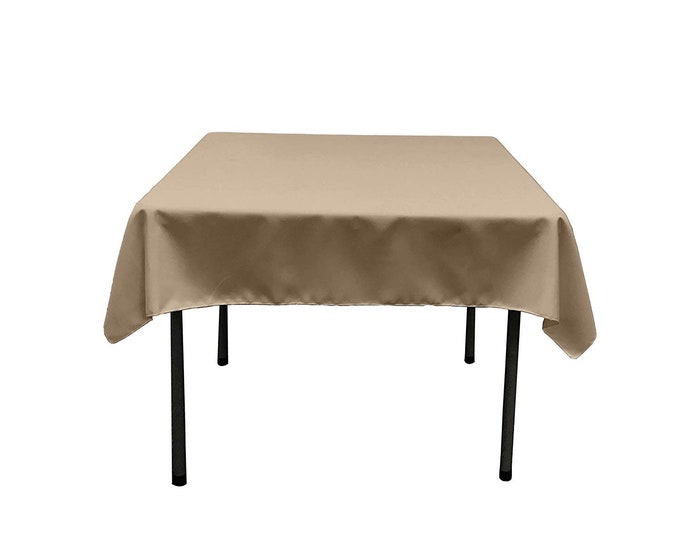 Khaki Square Polyester Poplin Table Overlay - Diamond. Choose Size Below