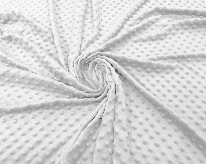 White 58" Wide 100%  Polyester Minky Dimple Dot Soft Cuddle Fabric SEW Craft Sold by The Yard.