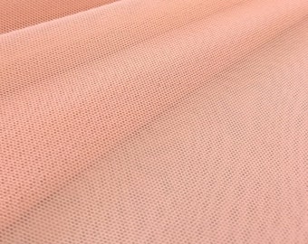 Blush Pink Power Mesh Fabric by the Yard, Stretch Sheer Mesh Material, Soft Lingerie Dancewear Shapewear Fabric, Breathable Elastic Net