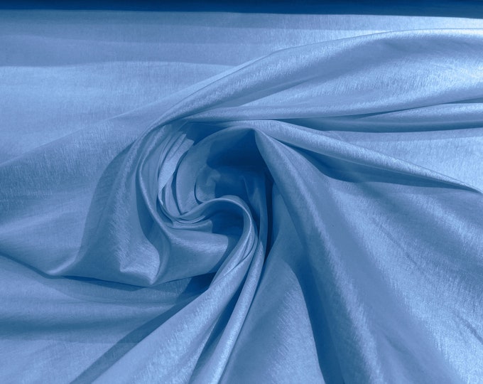 Light Blue 58" Wide Medium Weight Stretch Two Tone Taffeta Fabric, Stretch Fabric For Bridal Dress Clothing Custom Wedding Gown, New Colors