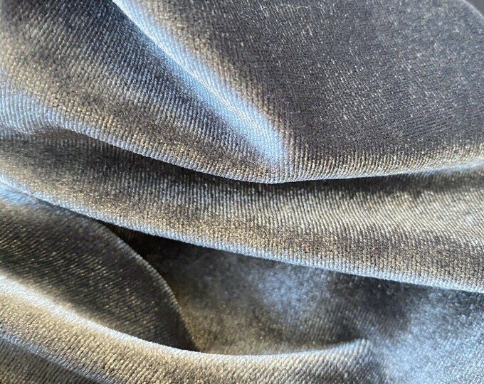 Gray 60" Wide 90% Polyester 10 Percent Spandex Stretch Velvet Fabric for Sewing Apparel Costumes Craft, Sold By The Yard.