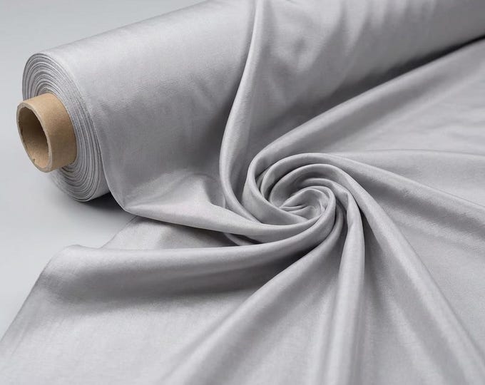 Silver Stretch Taffeta Fabric By The Yard, Two Tone Bridal Taffeta Fabric For Wedding Gowns Dresses Event Decor