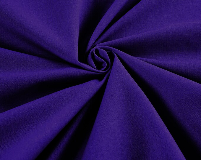 Purple - 58-59" Wide Premium Light Weight Poly Cotton Blend Broadcloth Fabric Sold By The Yard.