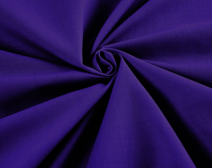 Purple - 58-59" Wide Premium Light Weight Poly Cotton Blend Broadcloth Fabric Sold By The Yard.