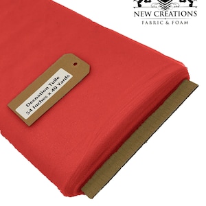 Red 54&quot; Wide by 40 Yards Long (120 Feet) Polyester Tulle Fabric Bolt, for Wedding and Decoration.