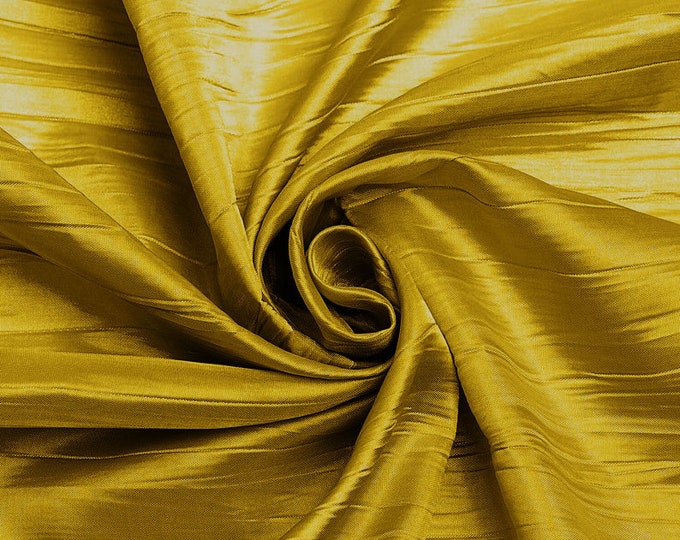 Mustard - Crushed Taffeta Fabric - 54" Width - Creased Clothing Decorations Crafts - Sold By The Yard