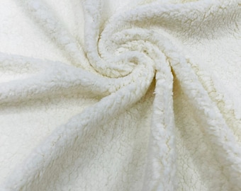 Ivory Minky Sherpa Fleece Fabric 58" Wide| Cozy for Baby Blankets, Toys, Stuffed Animals