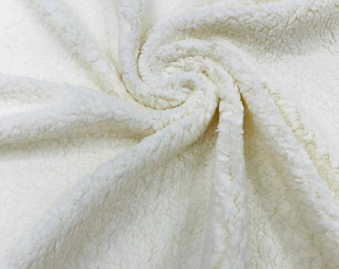 Ivory Minky Sherpa Fleece Fabric 58" Wide| Cozy for Baby Blankets, Toys, Stuffed Animals