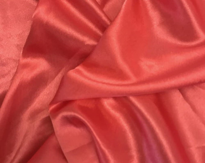 Coral Crepe Back Satin Bridal Fabric Draper-Prom-wedding-nightgown- Soft 58"-60" Inches Sold by The Yard.