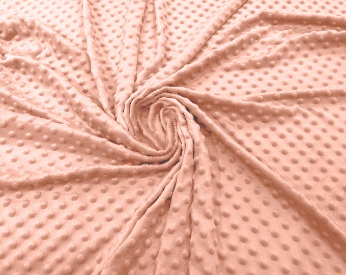 Blush Pink 58" Wide 100%  Polyester Minky Dimple Dot Soft Cuddle Fabric SEW Craft Sold by The Yard.