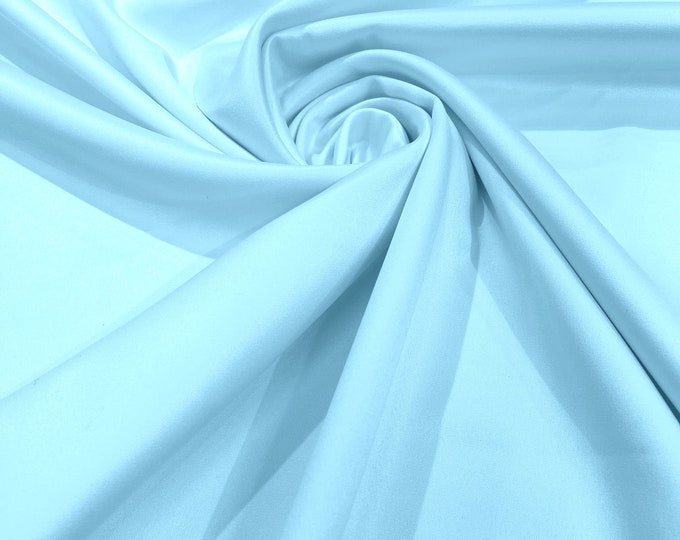Light Blue Matte Stretch Lamour Satin Fabric 58" Wide/Sold By The Yard. New Colors