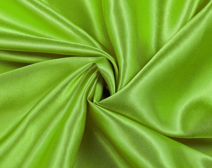 Lime Green Matte Satin (Peau de Soie) Duchess Fabric Bridesmaid Dress 58"-60" Wide Sold By The Yard.