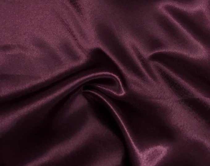 Plum Crepe Back Satin Bridal Fabric Draper-Prom-wedding-nightgown- Soft 58"-60" Inches Sold by The Yard.