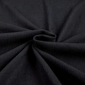 Black Cotton Gauze Fabric 100% Cotton 48/50&quot; inches Wide Crinkled Lightweight Sold by The Yard.