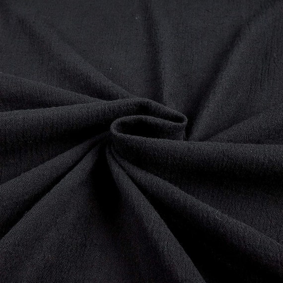 Black Cotton Gauze Fabric 100% Cotton 48/50 inches Wide Crinkled  Lightweight Sold by The Yard.