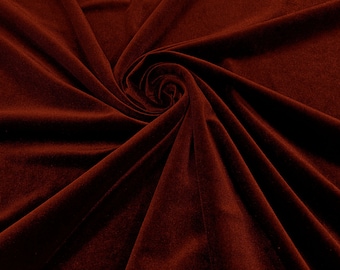 Dark Rust 60" Wide 90% Polyester 10 percent Spandex Stretch Velvet Fabric for Sewing Apparel Costumes Craft, Sold By The Yard.