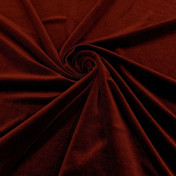 Dark Rust 60" Wide 90% Polyester 10 percent Spandex Stretch Velvet Fabric for Sewing Apparel Costumes Craft, Sold By The Yard.