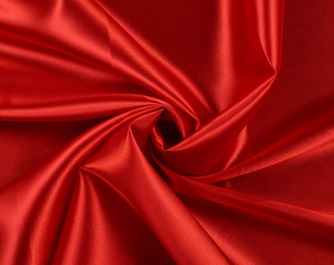 Dark Red Charmeuse Bridal Solid Satin Fabric for Wedding Dress Fashion Crafts Costumes Decorations Silky Satin 58” Wide Sold By The Yard.