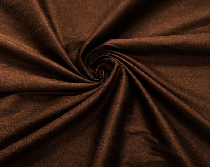 Brown Polyester Dupioni Faux Silk Fabric/ 55” Wide/Wedding Fabric/Home Decor.