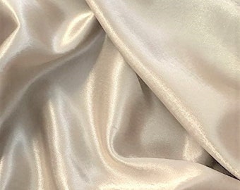 Champagne 95 Percent  Polyester 5% Spandex, 58 Inches Wide Stretch L'Amour Satin Fabric, Sold By The Yard.