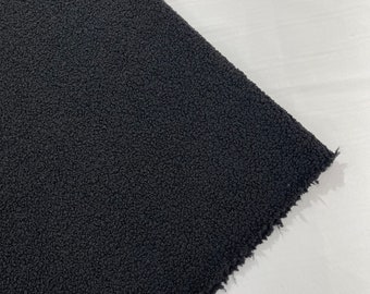 Black Polyester Mechanical Stretch Soft Faux Sherpa Fleece Fabric/by The Yard