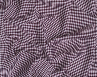 Burgundy Gingham 1/8" Checkered Poly Cotton 58" Wide Fabric- Sold by the yard