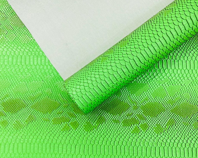 Neon Green Viper Snake Skin Texture Faux Leather Fabric| 54" Wide| Upholstery| Bags.